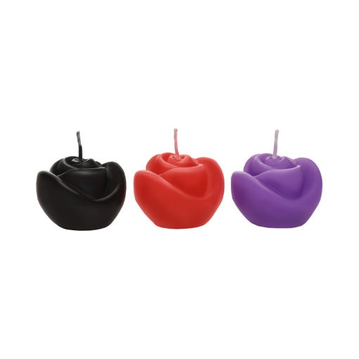 Master Series Fire Garden 3-Piece Rose Candle Set Black/Purple/Red - Image 3