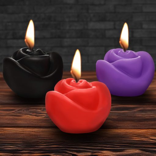 Master Series Fire Garden 3-Piece Rose Candle Set Black/Purple/Red - Image 4