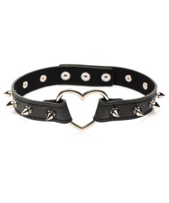 Master Series Spiked Heart Choker Black