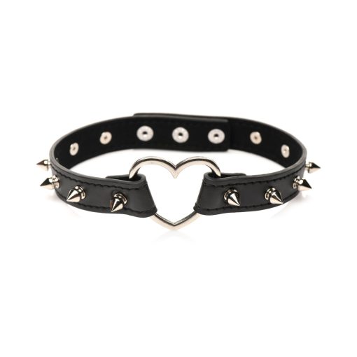 Master Series Spiked Heart Choker Black - Image 3
