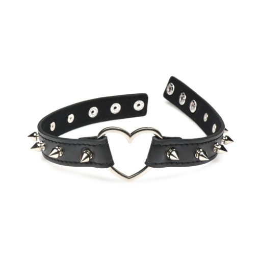 Master Series Spiked Heart Choker Black - Image 4