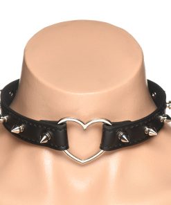 Master Series Spiked Heart Choker Black