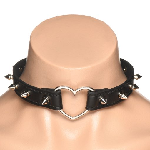 Master Series Spiked Heart Choker Black - Image 7