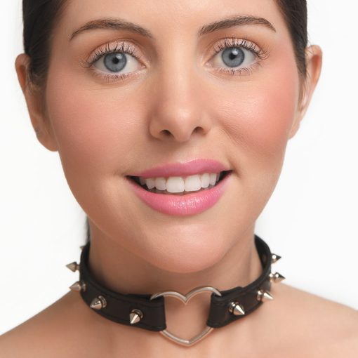 Master Series Spiked Heart Choker Black - Image 8