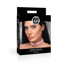 Master Series Spiked Heart Choker Pink