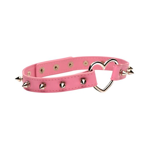 Master Series Spiked Heart Choker Pink - Image 2