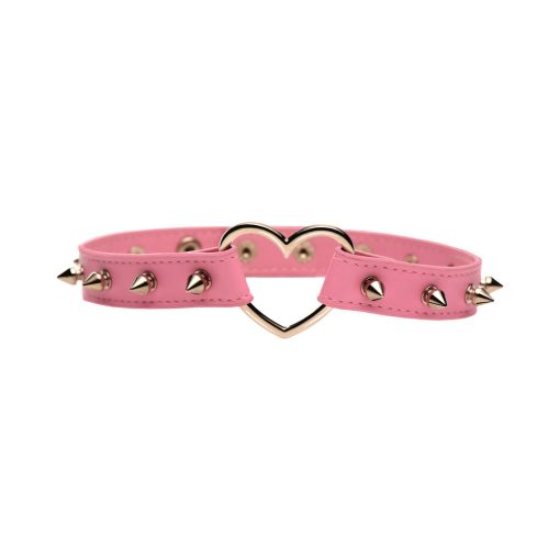 Master Series Spiked Heart Choker Pink - Image 3