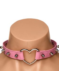 Master Series Spiked Heart Choker Pink