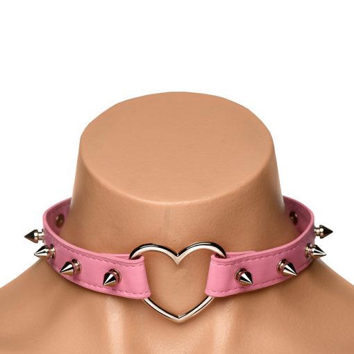 Master Series Spiked Heart Choker Pink - Image 5