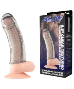 Blue Line 6.5 In. Clear Textured Penis Enhancing Sleeve Extension