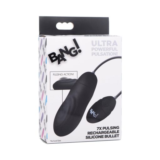 Bang! 7X Pulsing Rechargeable Silicone Bullet Black