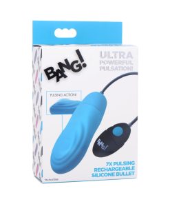 Bang! 7X Pulsing Rechargeable Silicone Bullet Blue