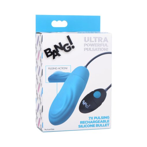 Bang! 7X Pulsing Rechargeable Silicone Bullet Blue