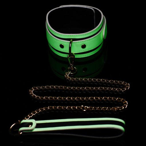 Master Series Kink In The Dark Glowing Collar With Leash - Image 4