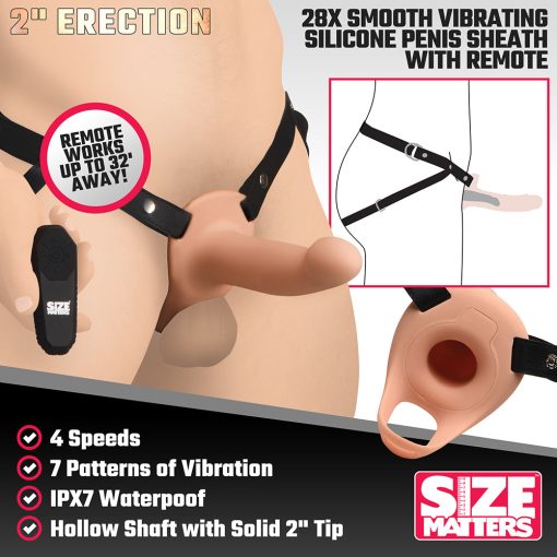 Size Matters 2 In. Erection 28X Smooth Remote Vibrating Silicone Sheath Light - Image 11