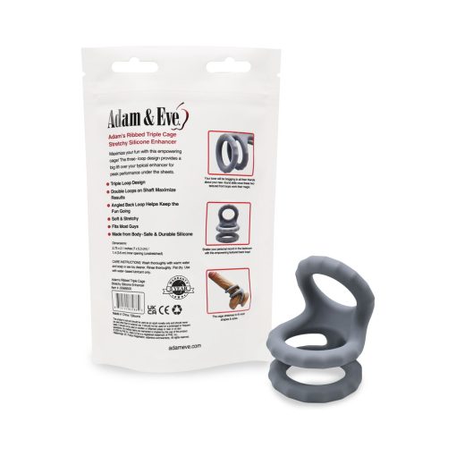 Adam & Eve Adam’s Ridged Triple Cage – Silicone Triple Cock Ring - Image 6