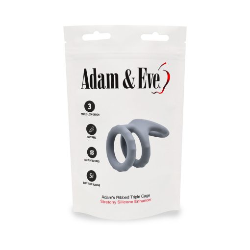 Adam & Eve Adam’s Ridged Triple Cage – Silicone Triple Cock Ring - Image 7