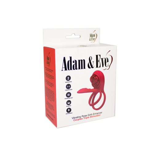 Adam & Eve Vibrating Rose Girth Enhancer Couples Triple Stimulator - Image 9