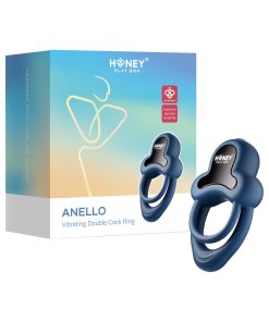 Honey Play Box Anello App-Controlled Vibrating Double Cock Ring With Clitoral Stimulator Black