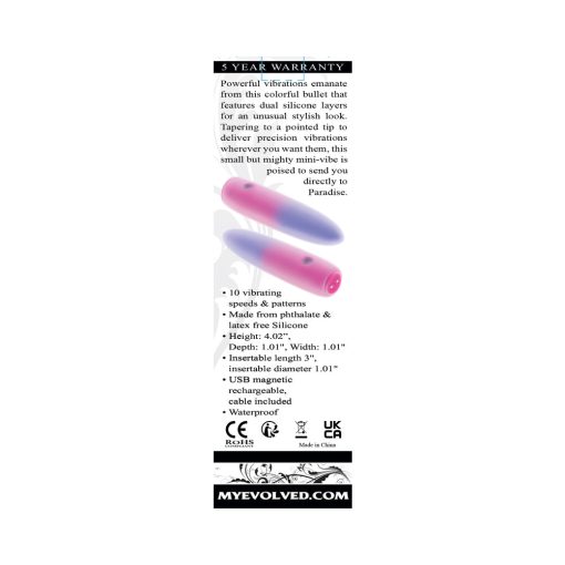 Evolved Paradise Bullet Rechargeable Dual Layer Silicone Bullet Vibrator Pink/Purple - Image 9