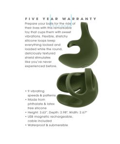 Zero Tolerance Nutty Buddy Rechargeable Cock Ring Stimulator Silicone Green