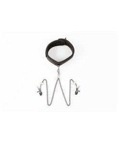 Sei Mio Twin Tweaks Velvet Collar With Nipple Clamps