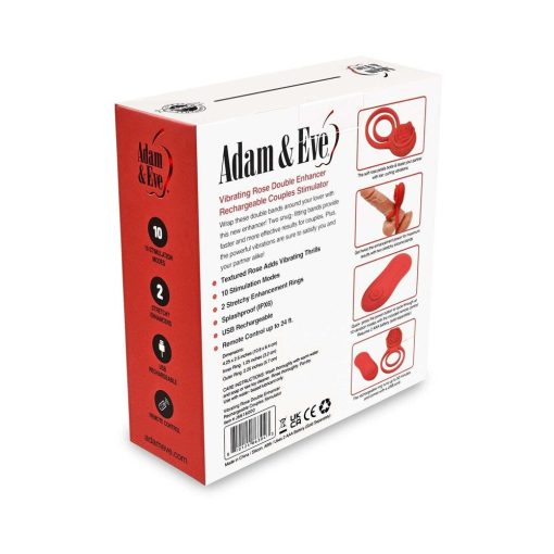 Adam & Eve Double Ring Vibrating Rose Cock Ring - Image 9