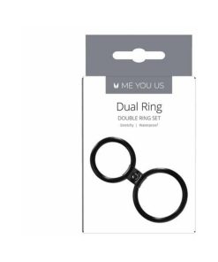 Me You Us Dual Ring Double Cockring Set Black