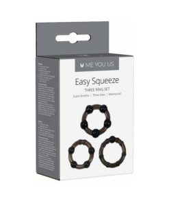 Me You Us Easy Squeeze 3-Piece Cockring Set Black