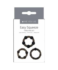 Me You Us Easy Squeeze 3-Piece Cockring Set Black