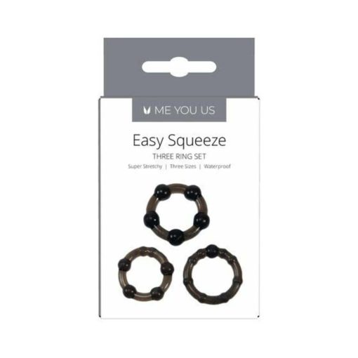 Me You Us Easy Squeeze 3-Piece Cockring Set Black - Image 3