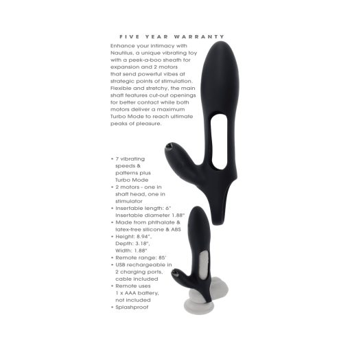 Zero Tolerance Nautilus Rechargable Vibrating Sleeve Remote Control Silicone Black - Image 11