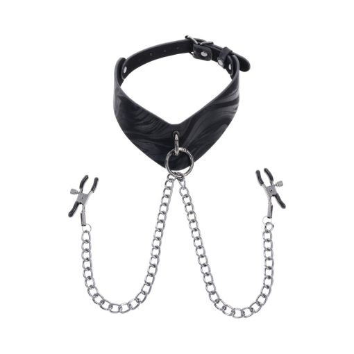 Sportsheets Velvet Noir Collar & Removable Clamps - Image 2