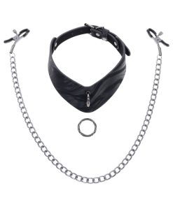 Sportsheets Velvet Noir Collar & Removable Clamps