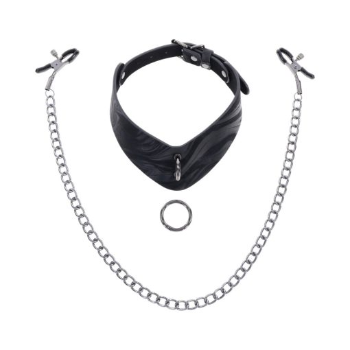 Sportsheets Velvet Noir Collar & Removable Clamps - Image 4