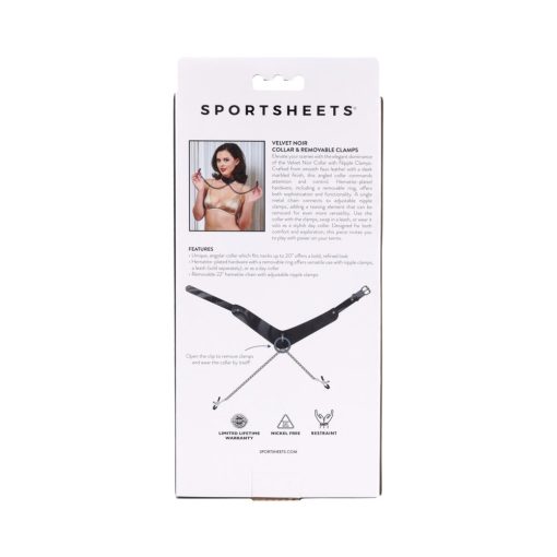 Sportsheets Velvet Noir Collar & Removable Clamps - Image 15