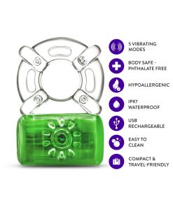 Play With Me Pleaser Rechargeable C-Ring Neon Green