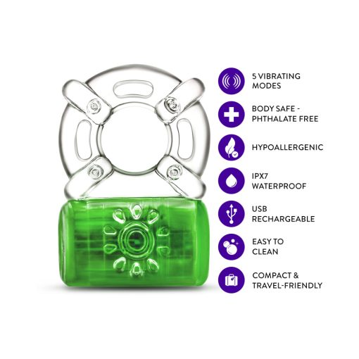 Play With Me Pleaser Rechargeable C-Ring Neon Green - Image 5