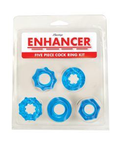Enhancer Five Piece Cock Ring Set Blue