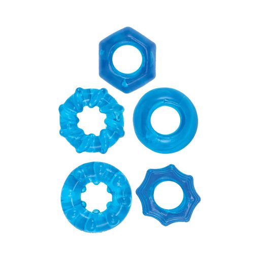 Enhancer Five Piece Cock Ring Set Blue - Image 2