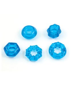 Enhancer Five Piece Cock Ring Set Blue