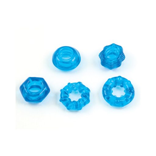 Enhancer Five Piece Cock Ring Set Blue - Image 3