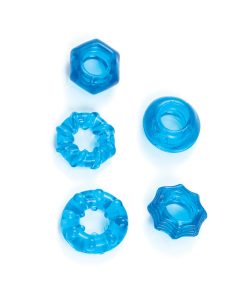Enhancer Five Piece Cock Ring Set Blue