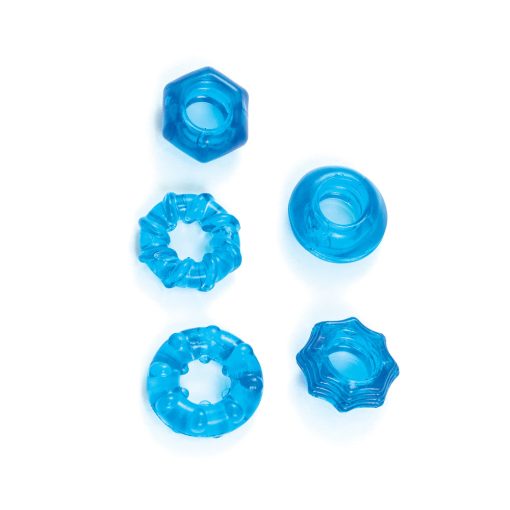 Enhancer Five Piece Cock Ring Set Blue - Image 4