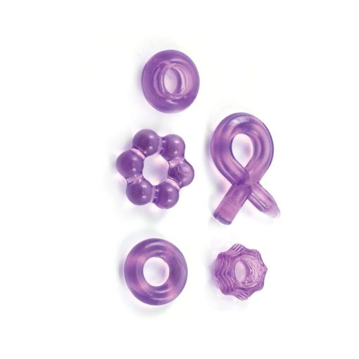 Enhancer Five Piece Cock Ring Set Purple - Image 3