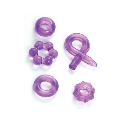 Enhancer Five Piece Cock Ring Set Purple - Image 4