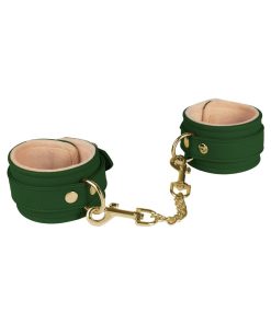 Green Pu Ankle Cuffs With Plush Lining