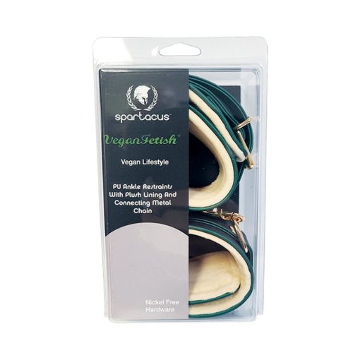 Green Pu Ankle Cuffs With Plush Lining - Image 2