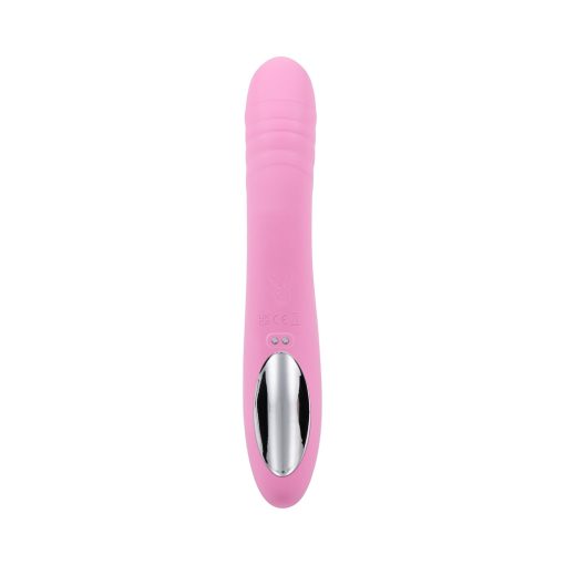 Playboy Rub Me Right Rechargeable Thrusting Dual Stimulator Silicone Pink Petal - Image 7