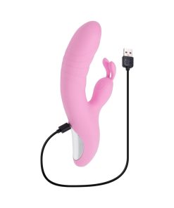 Playboy Rub Me Right Rechargeable Thrusting Dual Stimulator Silicone Pink Petal